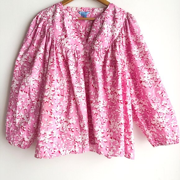 Draper James Pink Floral Balloon Sleeve Blouse Top XXL - Picture 3 of 4